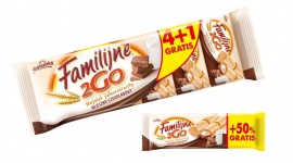 Od teraz Familijne 2GO z pełnoziarnistym wafelkiem! LIFESTYLE, Żywienie - Marka Familijne proponuje Familijne 2GO w zdrowszym wydaniu. Chrupiące i lekkie przekąski od września są oferowane w pełnoziarnistym wafelku, do wyboru pojedynczo lub w wielopaku.