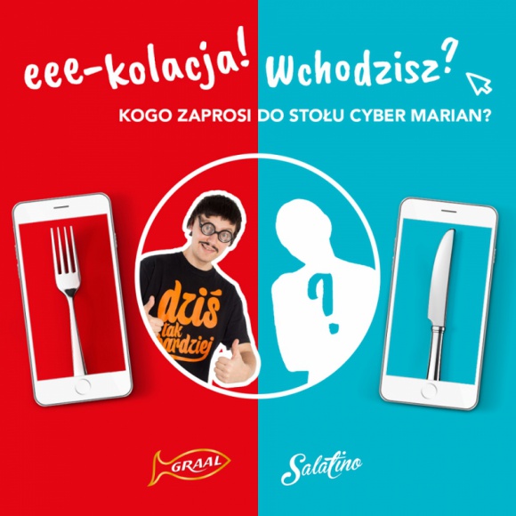 Graal i Salatino zapraszają na e-kolację z Cyber Marianem LIFESTYLE, Żywienie - Marki Graal i Salatino stawiają na nietypową formę komunikacji i zapraszają wszystkich na e-kolację. W piątek, 17 kwietnia, o godz. 19:00 przy wirtualnym stole razem z internautami usiądą znani influencerzy – Cyber Marian i Agnieszka Pocztarska.