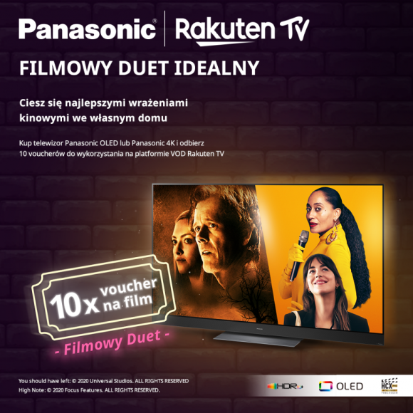 Kup telewizor Panasonic i odbierz vouchery na filmy w aplikacji VOD Rakuten TV LIFESTYLE, Żywienie - W ramach akcji „Filmowy duet” przy zakupie wybranego modelu telewizora Panasonic można odebrać 10 voucherów dających dostęp do bezpłatnego oglądania filmów w aplikacji VOD Rakuten TV.